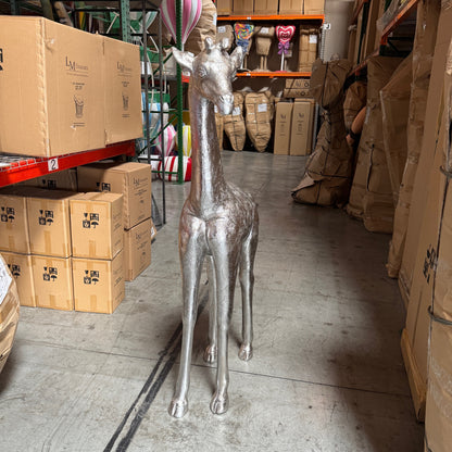 Silver Baby Giraffe Statue