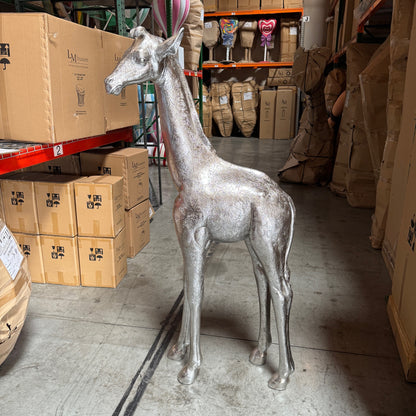 Silver Baby Giraffe Statue