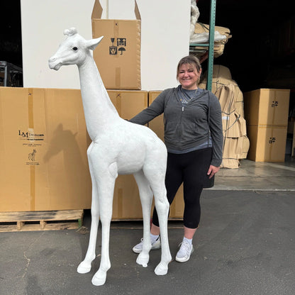 White Baby Giraffe Statue