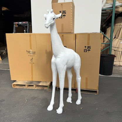 White Baby Giraffe Statue