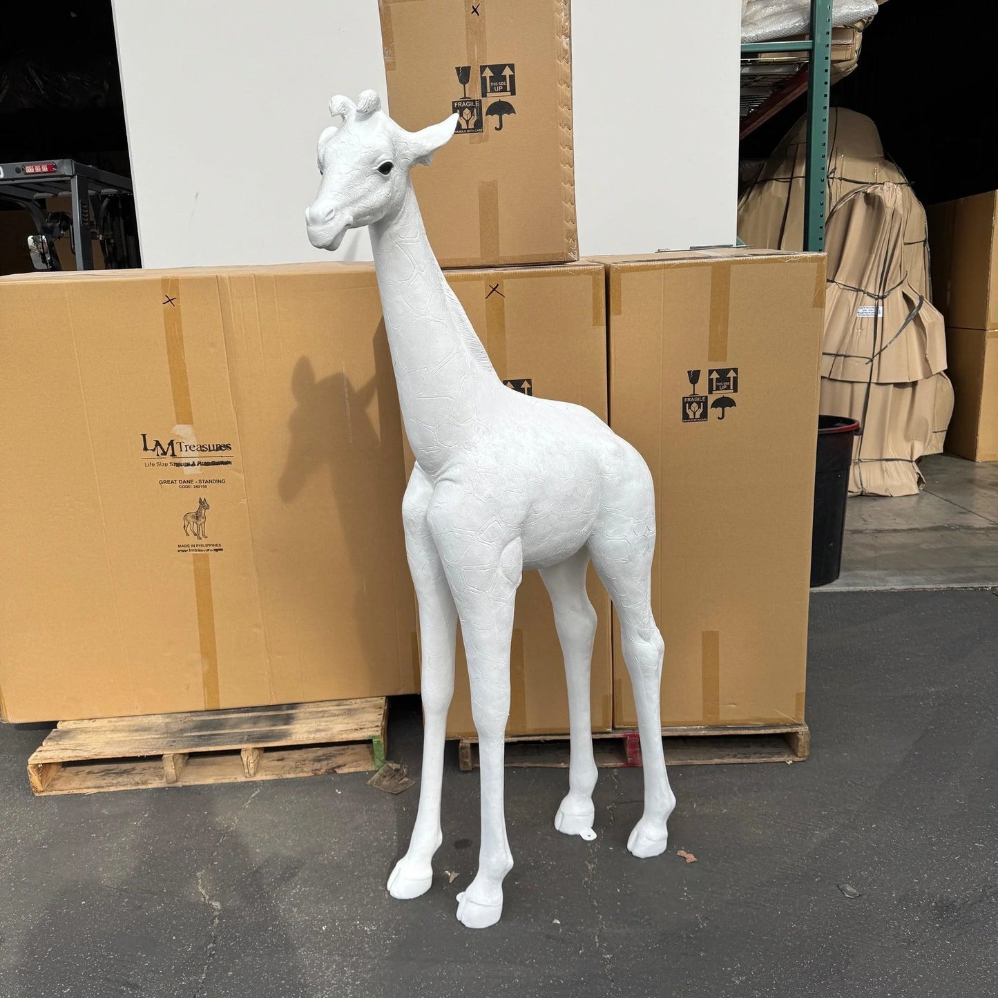 White Baby Giraffe Statue