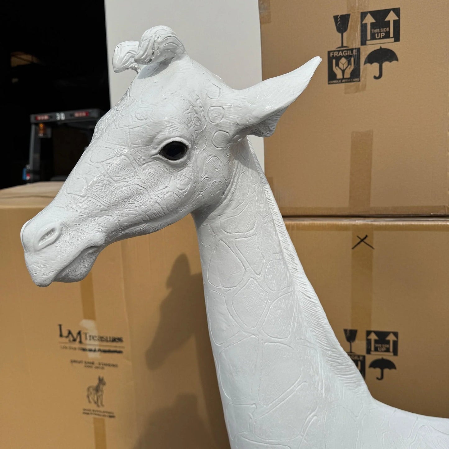 White Baby Giraffe Statue