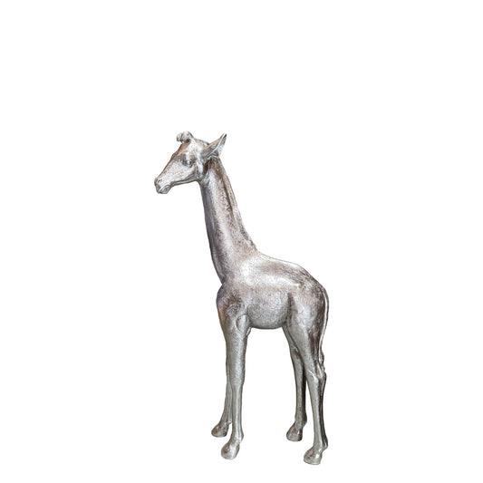 Silver Baby Giraffe Statue