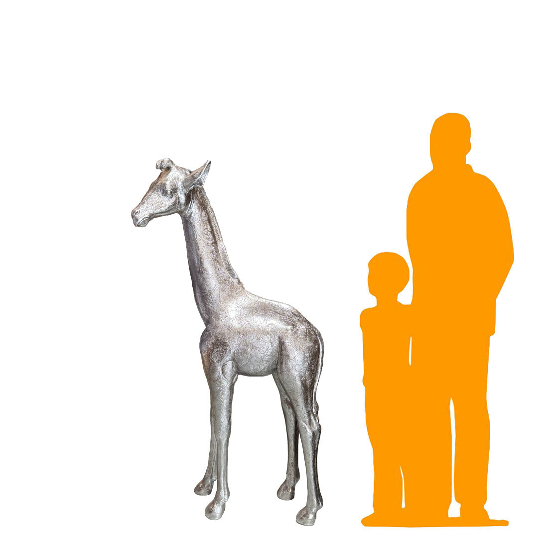 Silver Baby Giraffe Statue