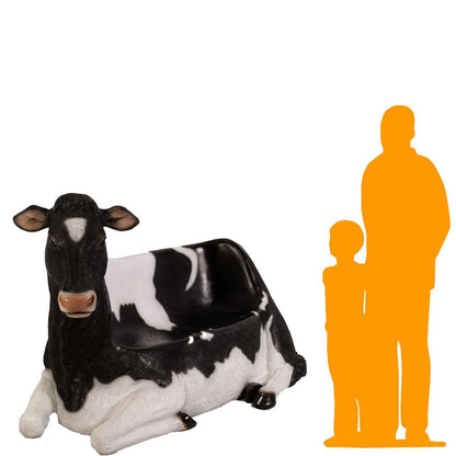 Holstein Cow Bench Life Size Statue