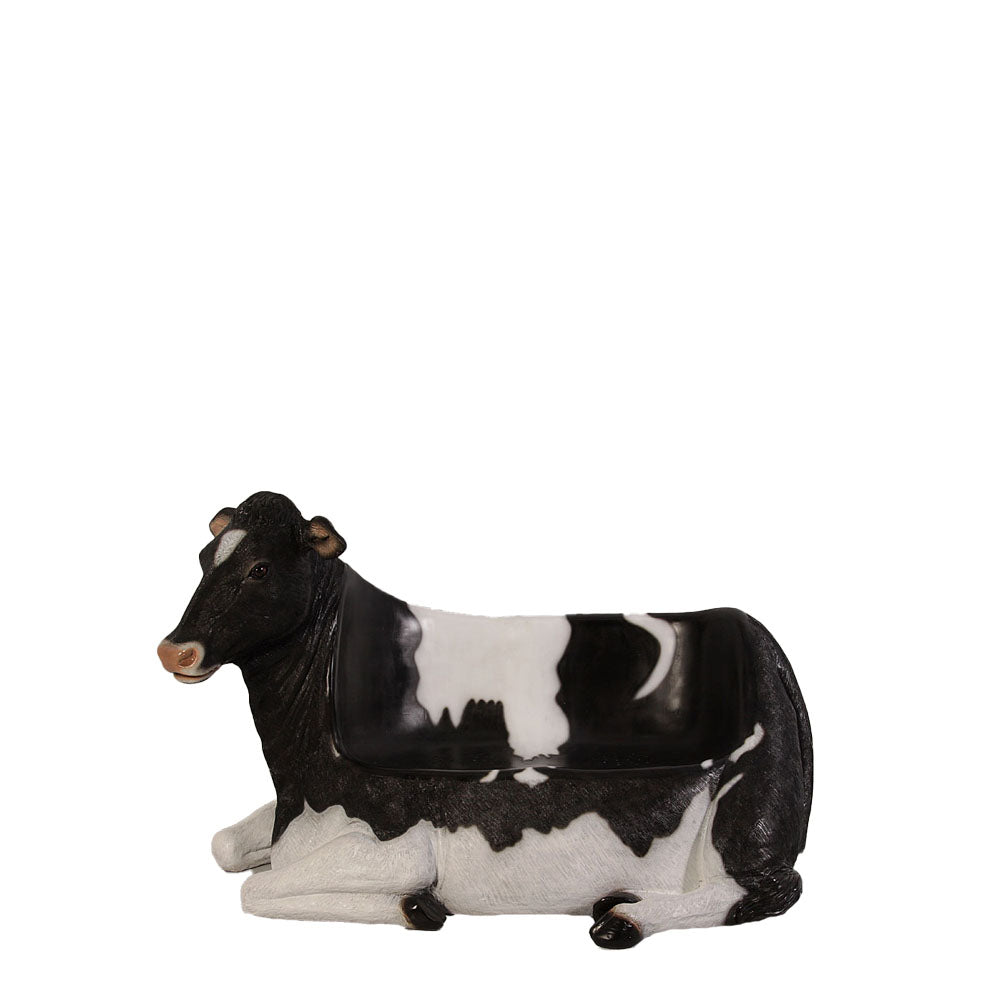 Holstein Cow Bench Life Size Statue