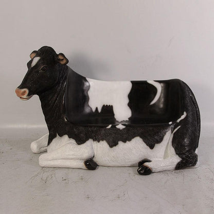 Holstein Cow Bench Life Size Statue