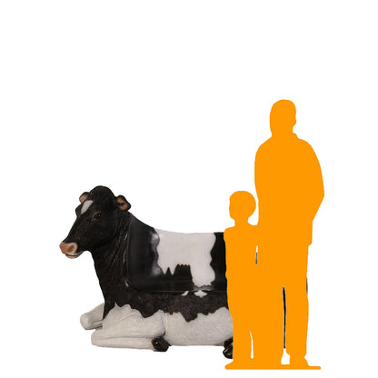 Holstein Cow Bench Life Size Statue