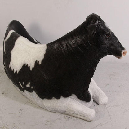 Holstein Cow Bench Life Size Statue