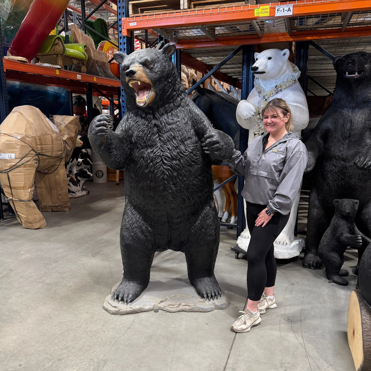 Growling Black Bear Statue A0895B-120049-H