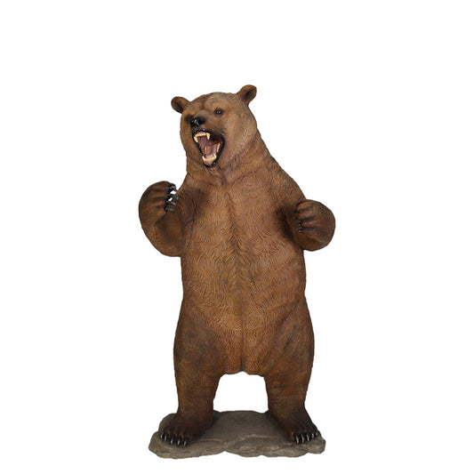 Growling Grizzly Bear Statue