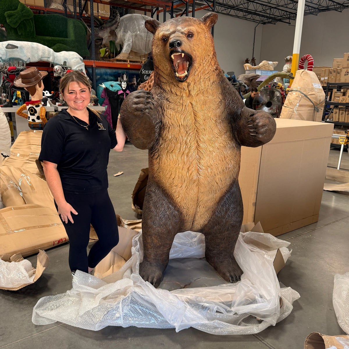 Growling Grizzly Bear Statue A0895-120049-H