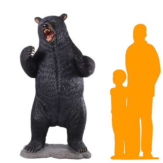 Growling Black Bear Statue