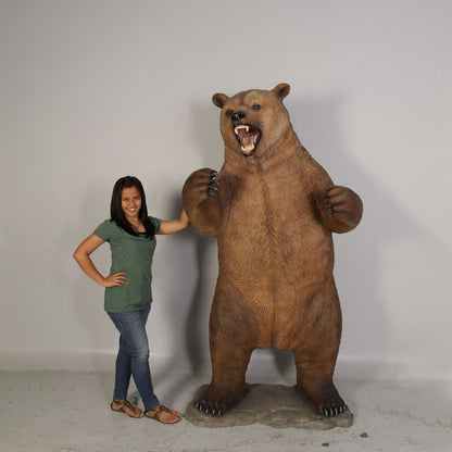 Growling Grizzly Bear Statue