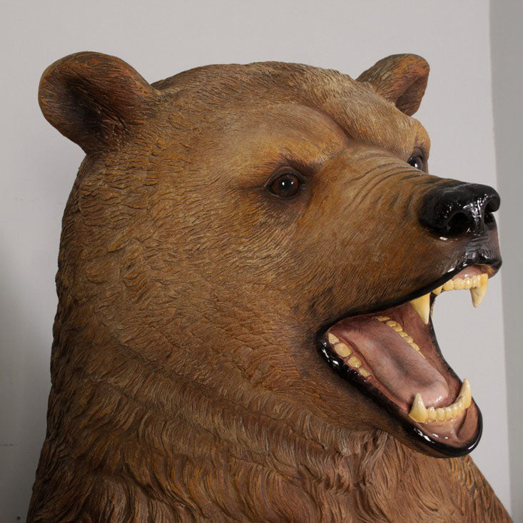 Growling Grizzly Bear Statue