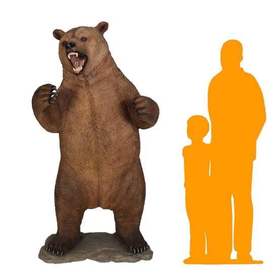 Growling Grizzly Bear Statue