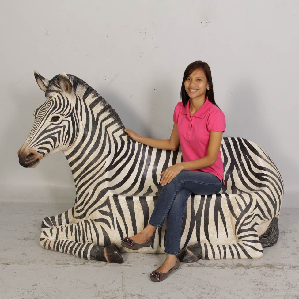 Zebra Bench Life Size Statue