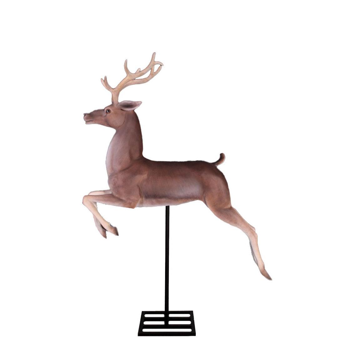 Flying Reindeer On Base Statue