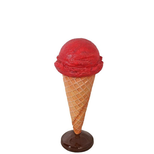 Strawberry One Scoop Ice Cream Statue - LM Treasures Prop Rentals 