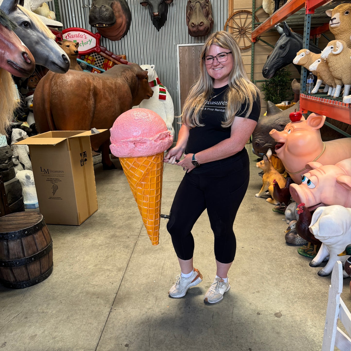 Hanging Strawberry One Scoop Ice Cream Statue