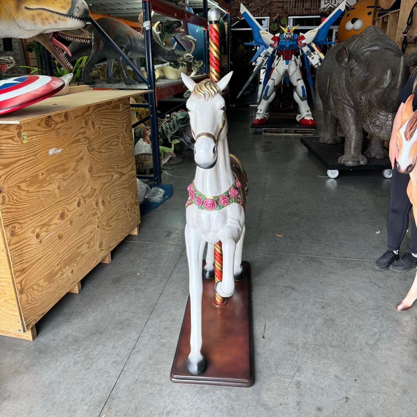 White Carousel Horse Statue