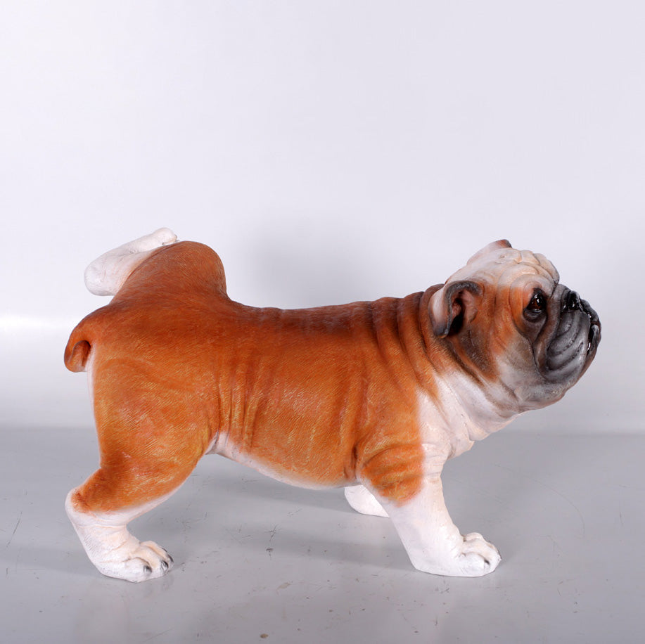 Bulldog Peeing Life Size Statue