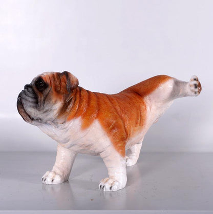 Bulldog Peeing Life Size Statue