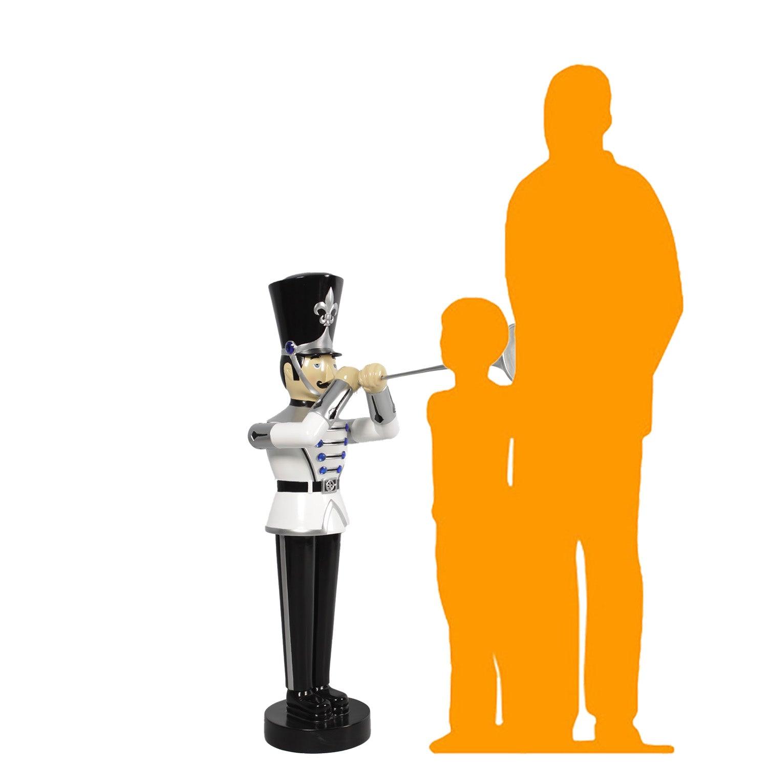 Small White Trumpet Toy Soldier Statue - LM Treasures Prop Rentals 