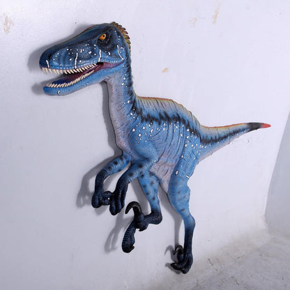 Blue Deinonychus Dinosaur Wall Decor Statue