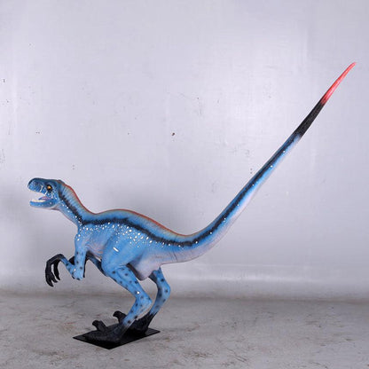 Blue Deinonychus Dinosaur Statue