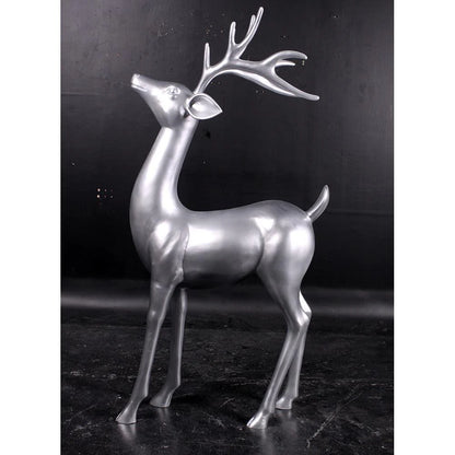 Standing Silver Reindeer Statue