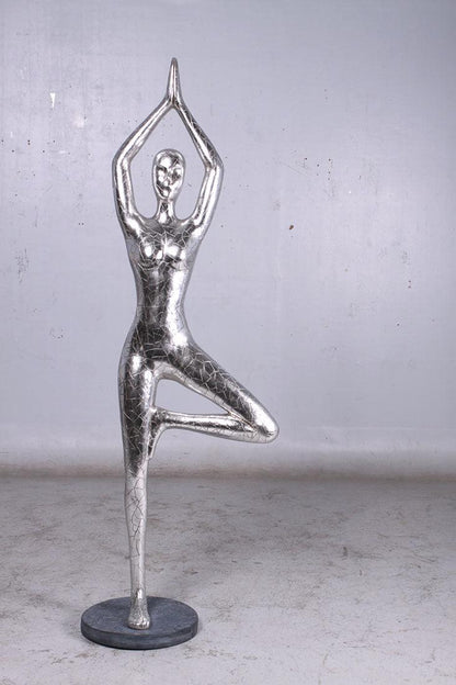 Silver Yoga Female Statue