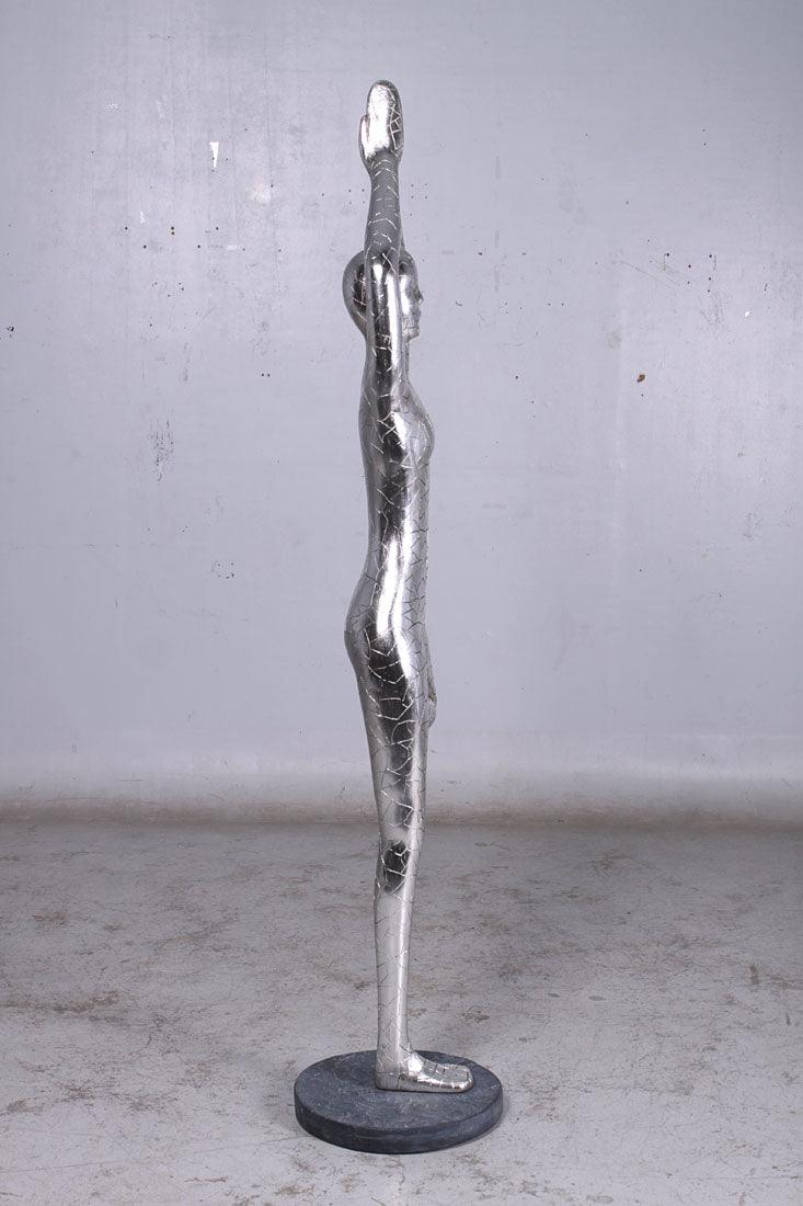 Silver Yoga Female Statue