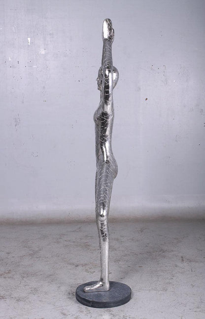 Silver Yoga Female Statue