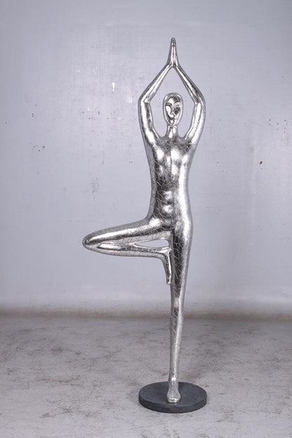 Silver Yoga Male Statue