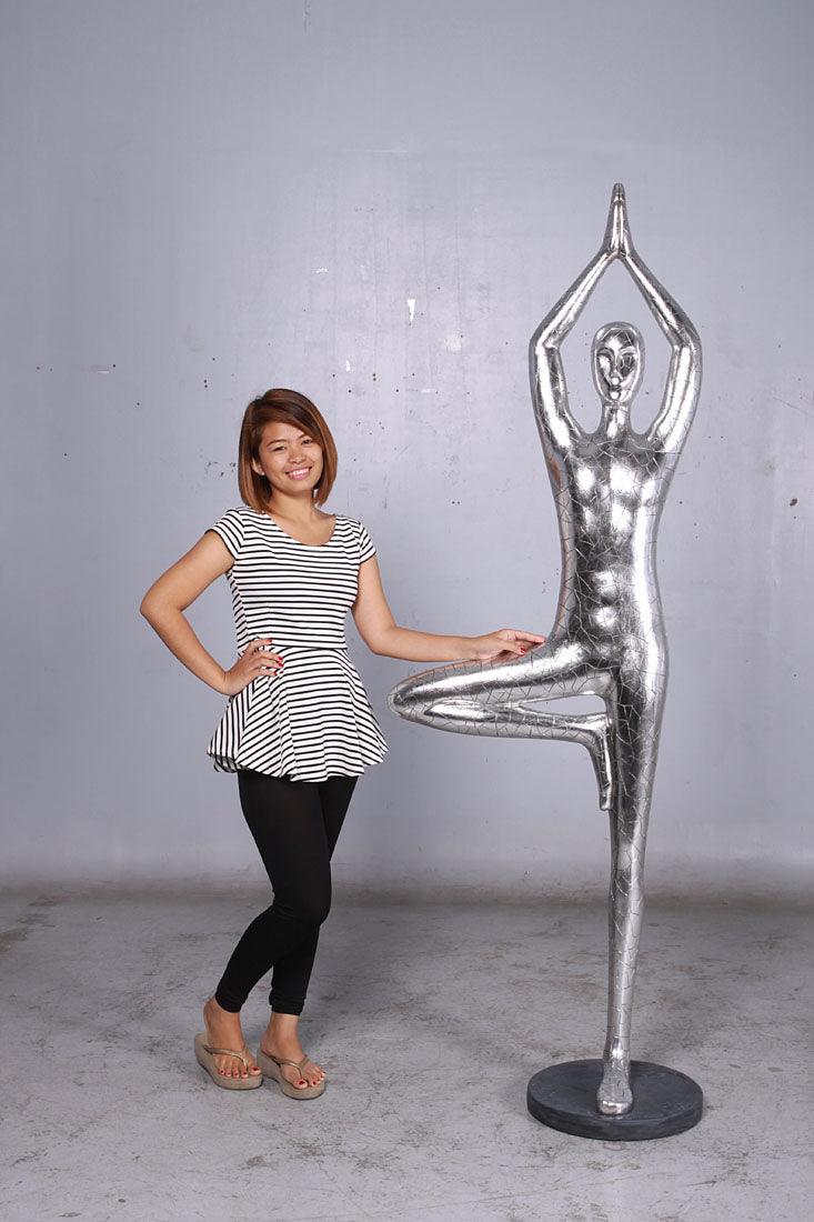 Silver Yoga Male Statue