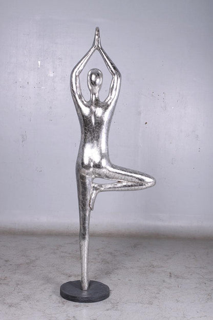 Silver Yoga Male Statue