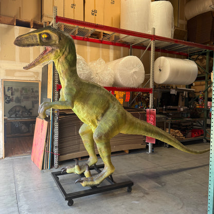 Green Raptor Dinosaur Life Size Statue