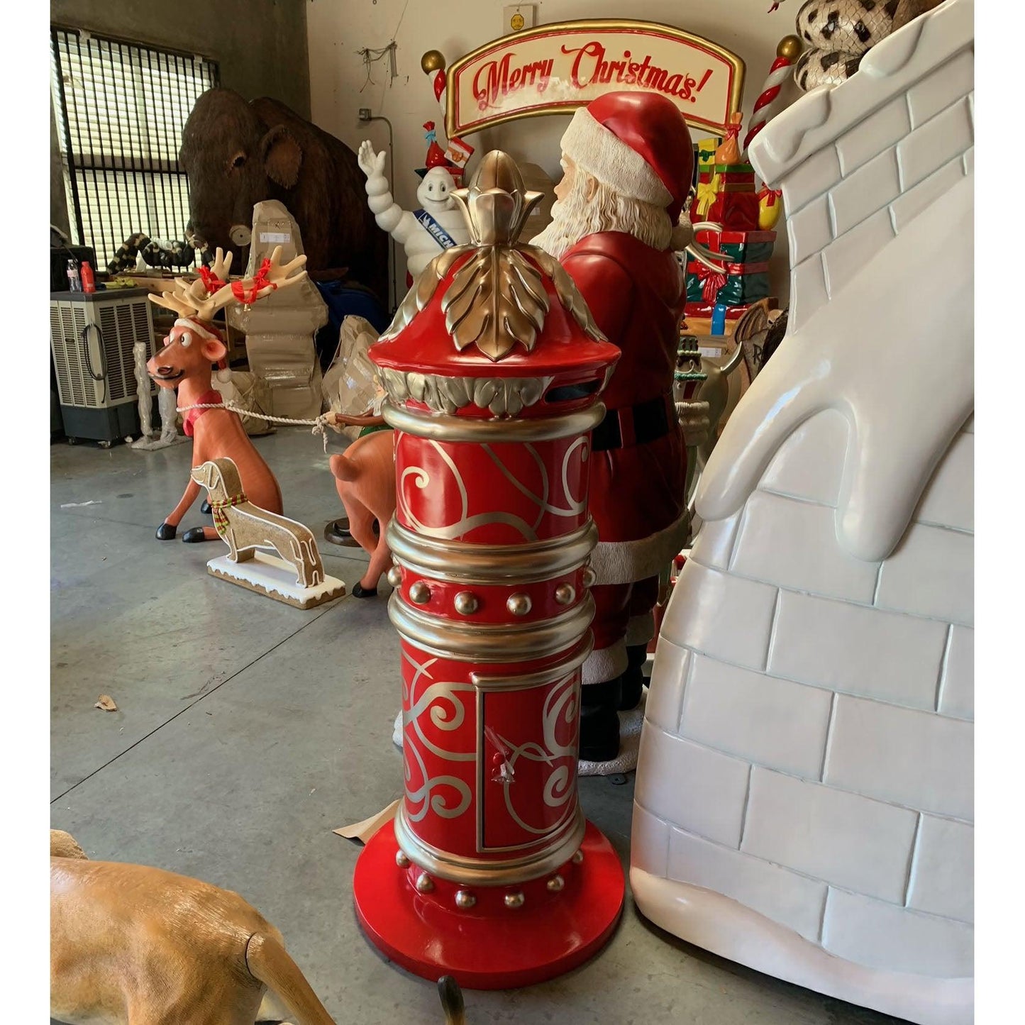 Santa's Christmas Mailbox Statue - LM Treasures Prop Rentals 