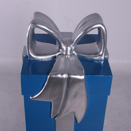 Blue Present With Ribbon Statue - LM Treasures Prop Rentals 