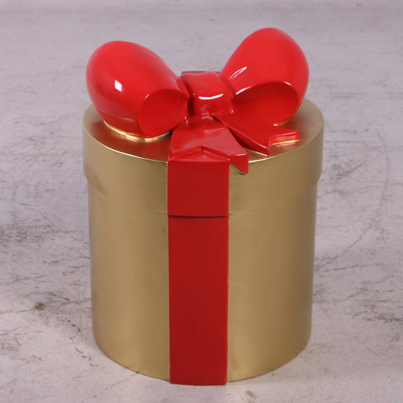 Small Gold Present With Ribbon Statue