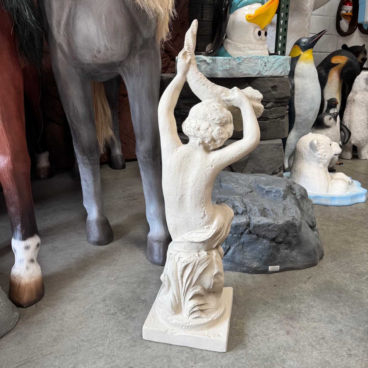 Cupid With Cornucopia Stone Statue