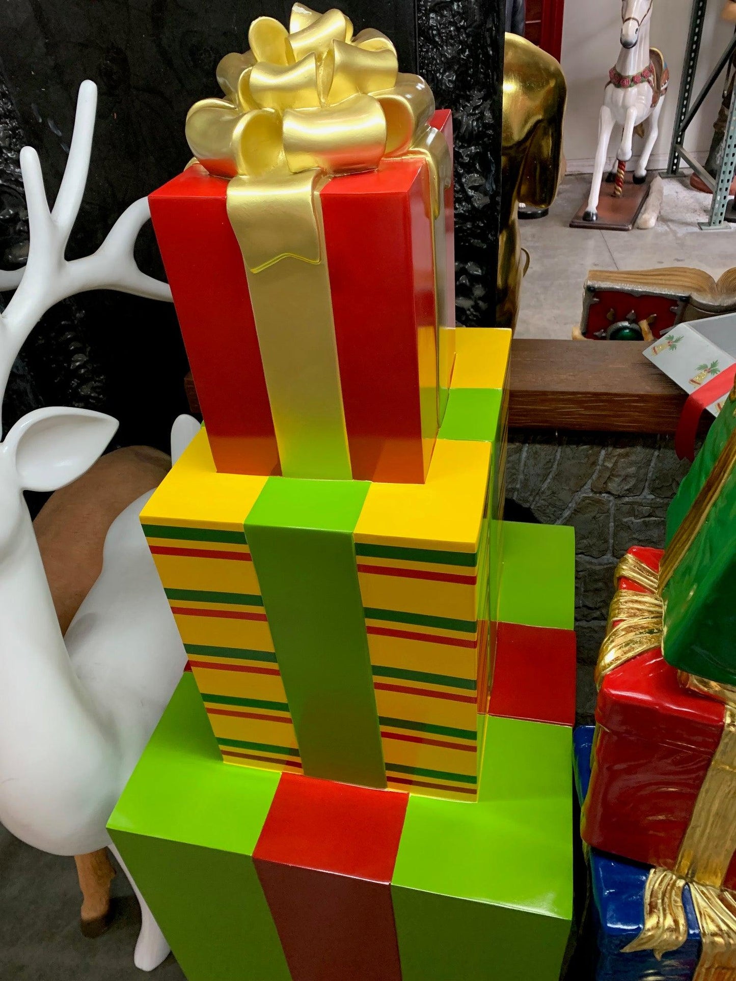 Stacked Gifts Over Sized Statue - LM Treasures Prop Rentals 