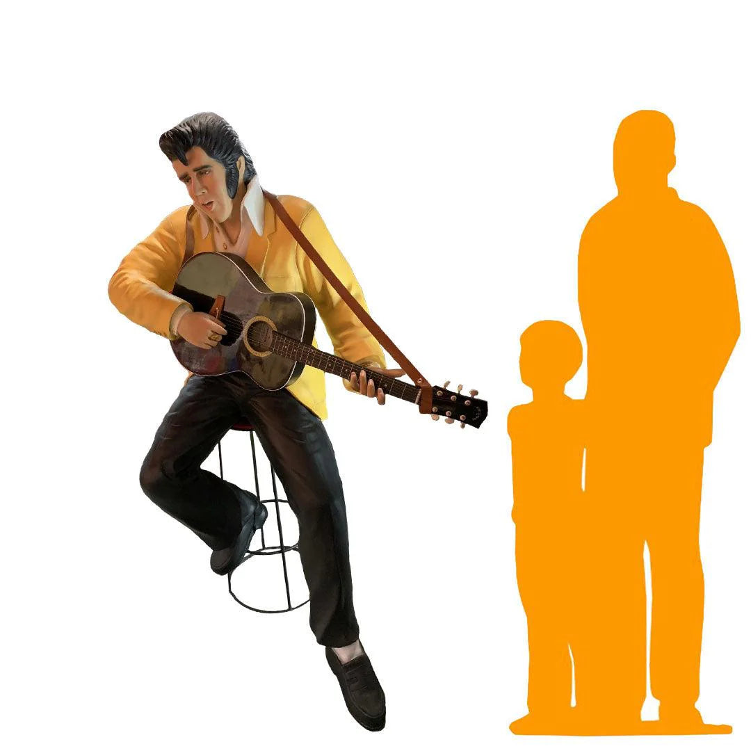 Singer Elvis Sitting With Guitar Statue