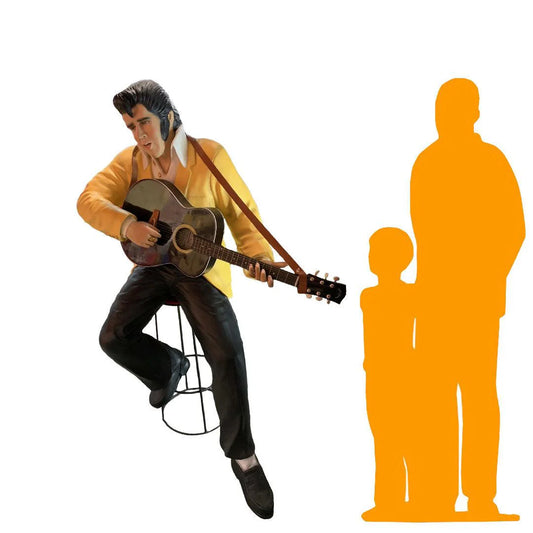 Singer Elvis Sitting With Guitar Statue