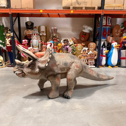 Large Gray Walking Triceratops Dinosaur Statue A0073-1594-A