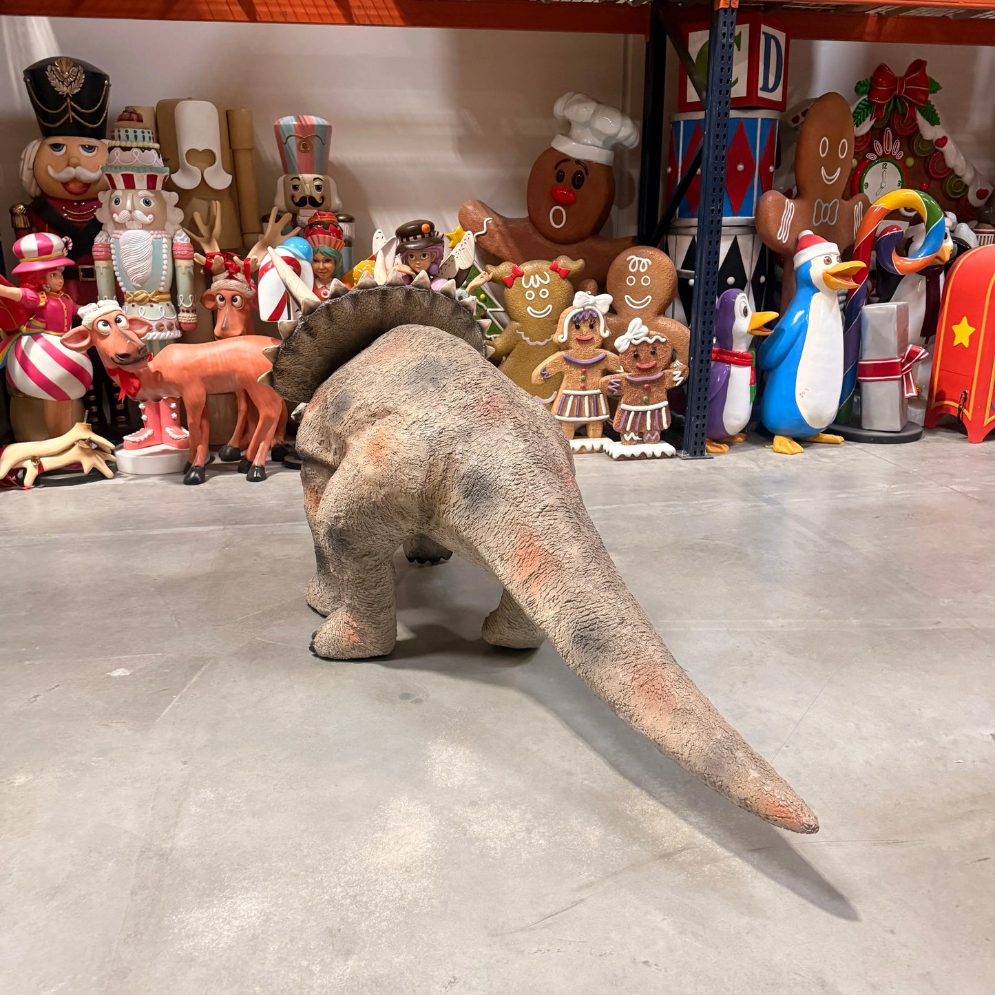 Large Gray Walking Triceratops Dinosaur Statue A0073-1594-A