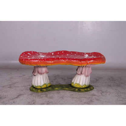 Large Red Double Mushroom Bench Statue - LM Treasures Prop Rentals 