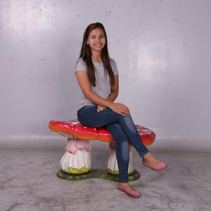 Red Double Mushroom Stool Statue