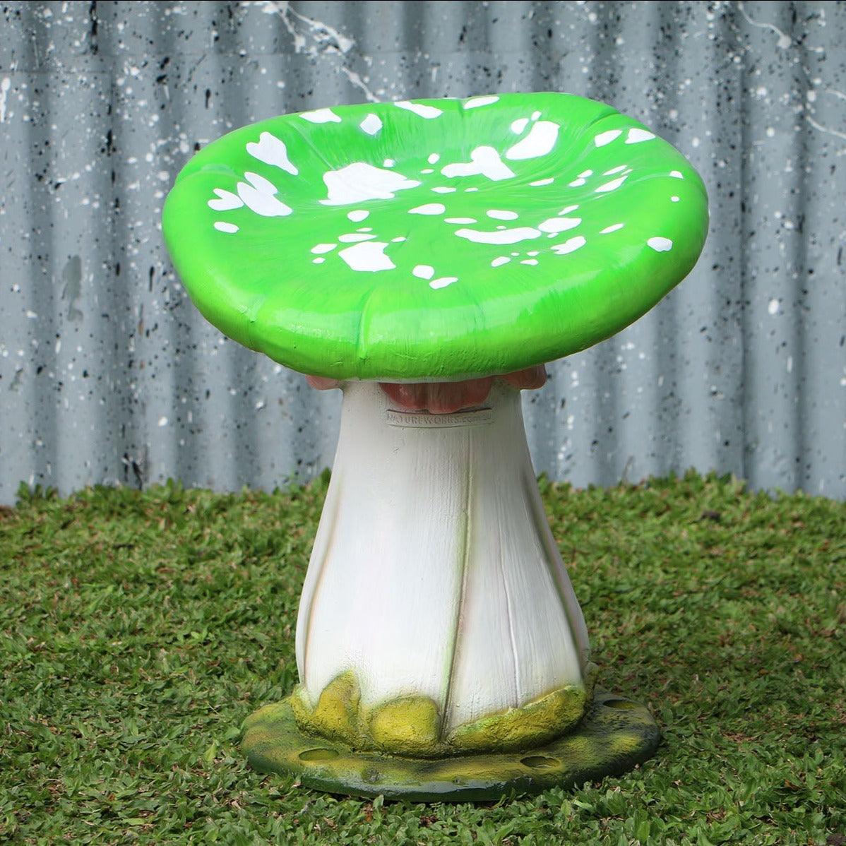 Green Slanted Mushroom Stool Statue